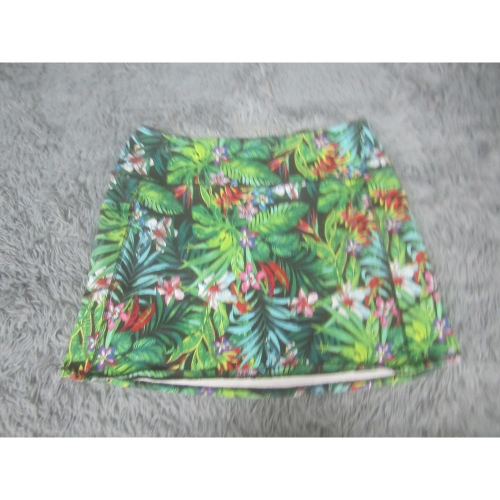 Intro Love the Fit Skort Womens Large Green Floral Pattern Stretch Tummy Control